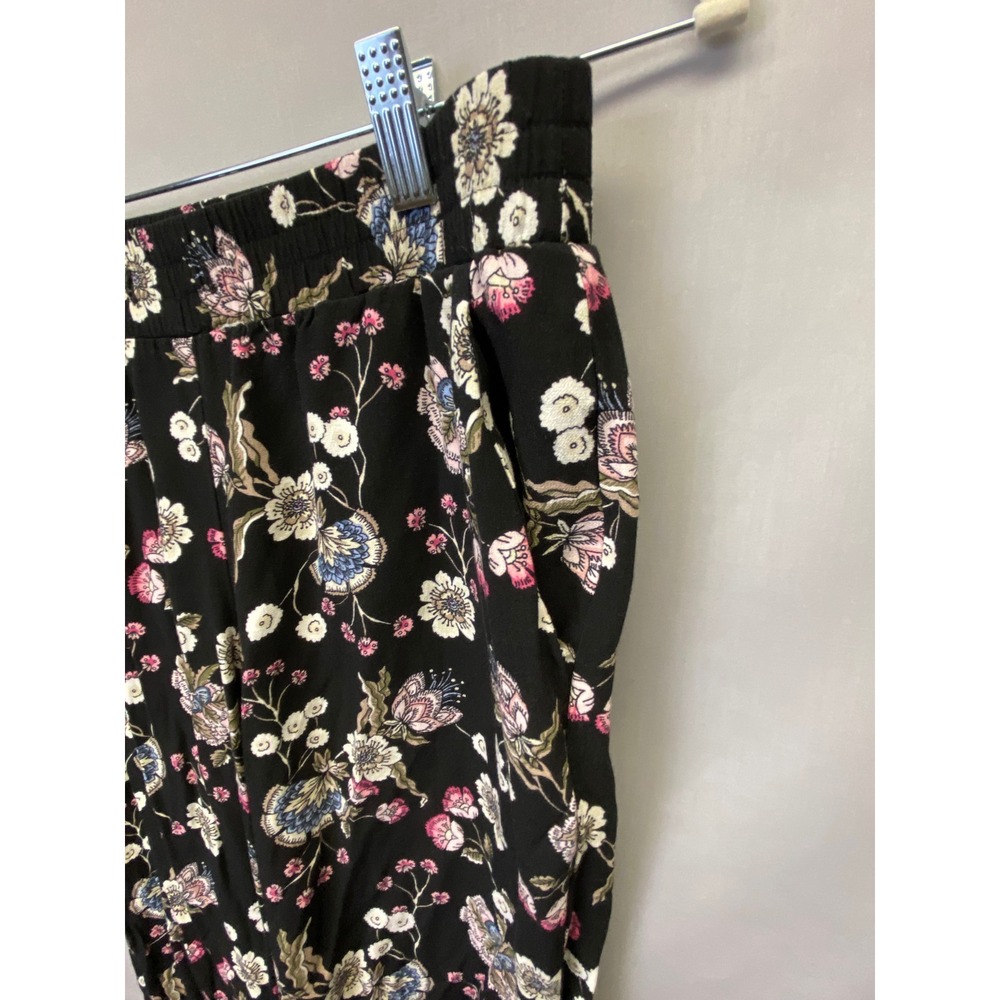 LOFT Petites Floral Pants Women's Small P Black‎ Floral Pull On Casual Chic - Picture 5 of 7
